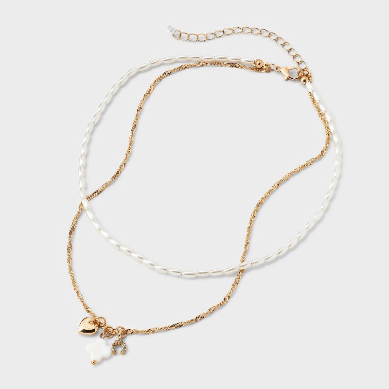 slide 3 of 4, Lucky Cluster Charm Multi-Strand Necklace - Wild Fable™ Gold/Silver, 1 ct