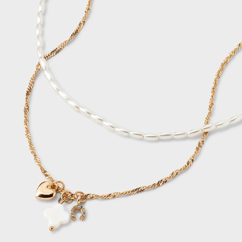 slide 4 of 4, Lucky Cluster Charm Multi-Strand Necklace - Wild Fable™ Gold/Silver, 1 ct