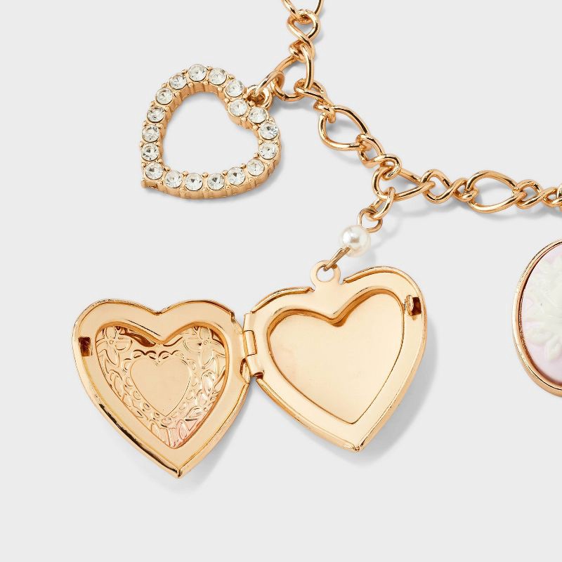 slide 4 of 5, Mixed Heart Charm Necklace - Wild Fable™ Gold, 1 ct