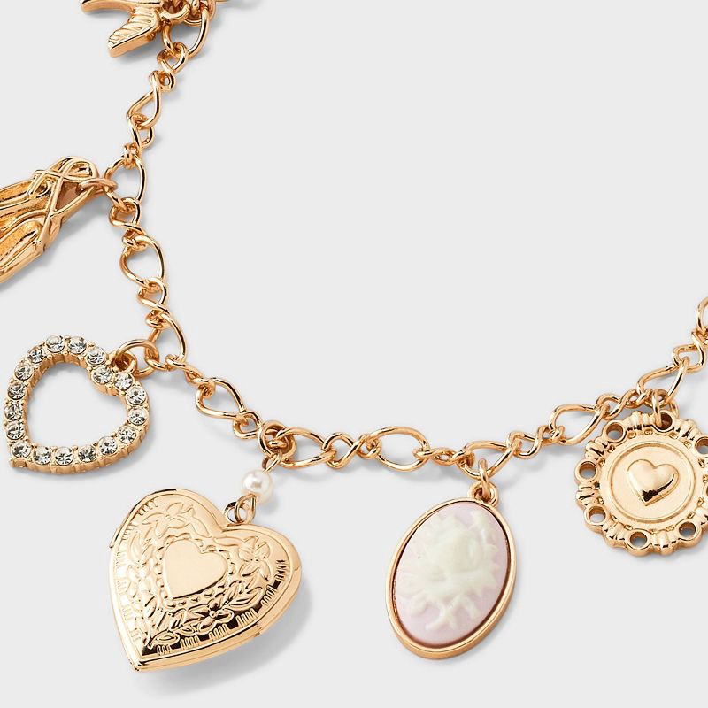 slide 5 of 5, Mixed Heart Charm Necklace - Wild Fable™ Gold, 1 ct