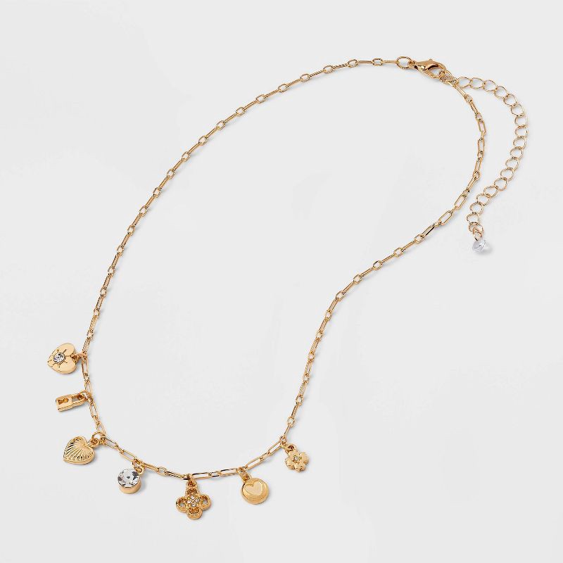 slide 3 of 4, Mixed Charm Necklace - Wild Fable™ Gold, 1 ct