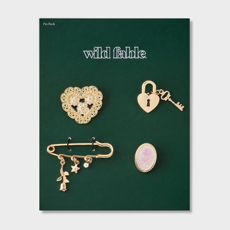 slide 2 of 2, Mixed Hearts Pin Set 4pc - Wild Fable™ Gold, 4 ct