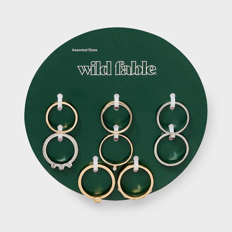 slide 2 of 3, Embellished Ring Set 8pc - Wild Fable™ Gold/Silver, 8 ct