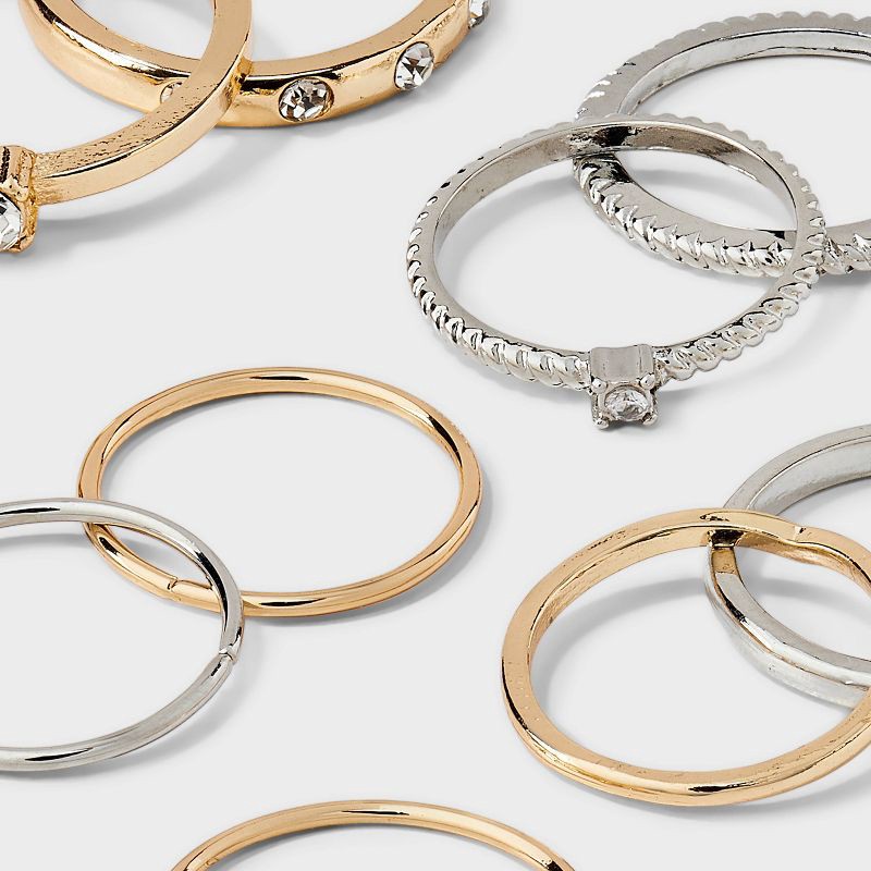 slide 3 of 3, Embellished Ring Set 8pc - Wild Fable™ Gold/Silver, 8 ct