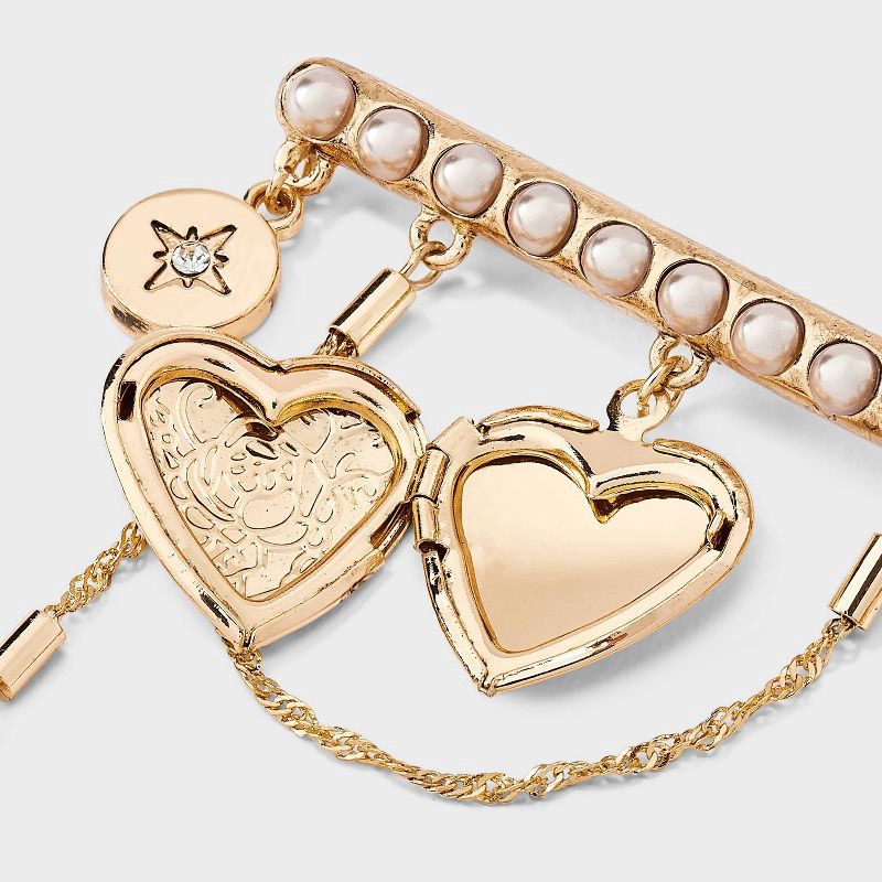 slide 3 of 3, Hearts Bows Shoe Charm Set - Wild Fable™ Gold, 1 ct