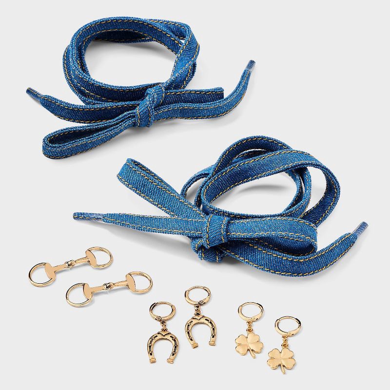 slide 2 of 2, Denim Shoelace and Shoe Charm Set - Wild Fable™ Gold, 1 ct