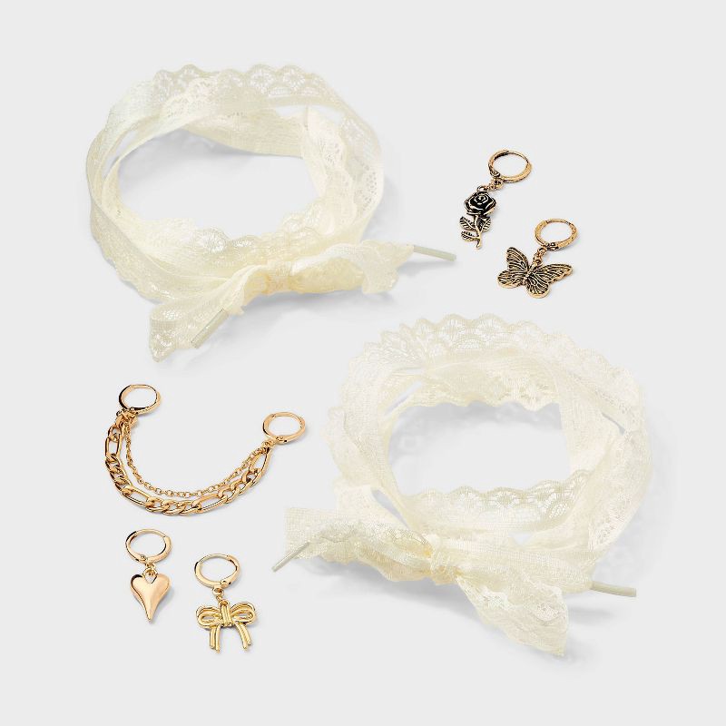 slide 2 of 2, Bows and Butterfly Shoelace and Shoe Charm Set - Wild Fable™ Gold, 1 ct