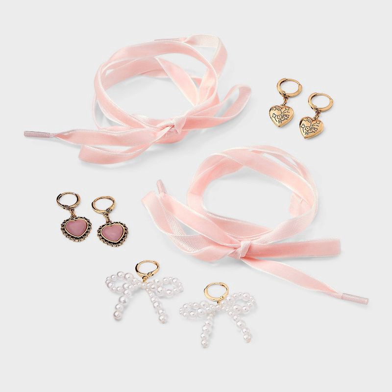 slide 2 of 3, Bows and Hearts Shoelace and Shoe Charm Set - Wild Fable™ Gold, 1 ct