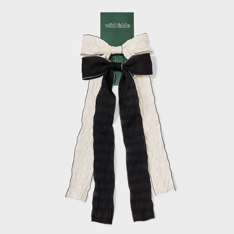 slide 2 of 3, Bow Pelican Hair Clip Set 2pc - Wild Fable™ Black/White, 2 ct