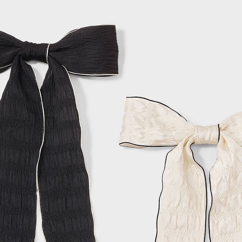 slide 3 of 3, Bow Pelican Hair Clip Set 2pc - Wild Fable™ Black/White, 2 ct