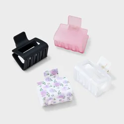 Rose Print Claw Hair Clip Set 4pc - Wild Fable™ White/Black/Pink