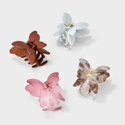 Butterfly Claw Hair Clip Set 4pc - Wild Fable™ Brown/Pink/Silver