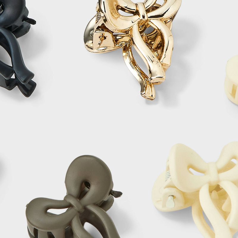 slide 3 of 3, Mini Bow Claw Hair Clip Set 10pc - Wild Fable™ Cream/Black/Silver, 10 ct