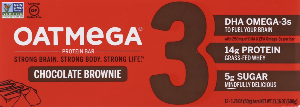 slide 2 of 12, Oatmega Chocolate Brownie Protein Bar 12 ea, 12 ct