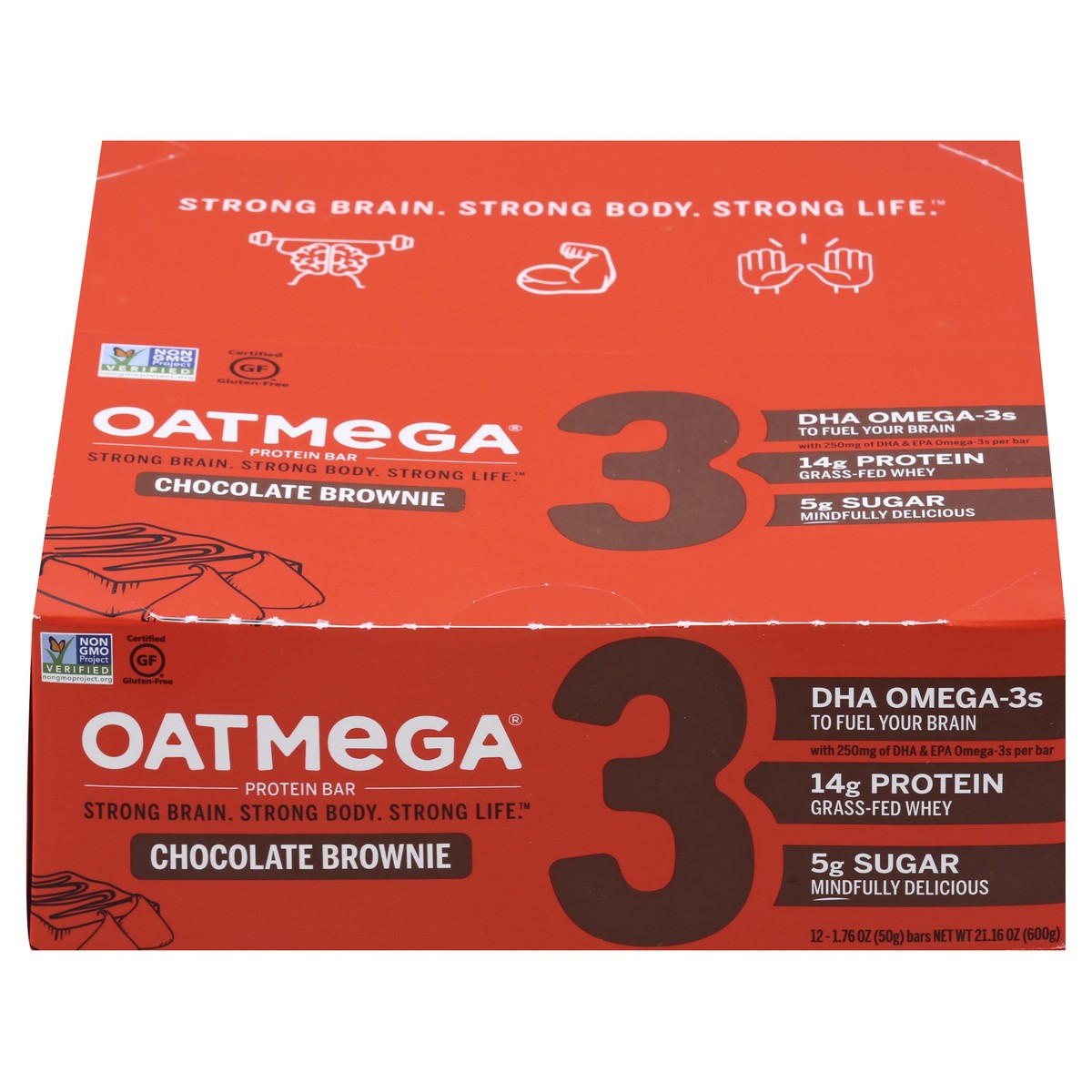 slide 1 of 12, Oatmega Chocolate Brownie Protein Bar 12 ea, 12 ct