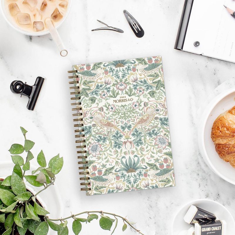 slide 2 of 12, Morris & Co. by Blue Sky 2026 5"x8" Weekly/Monthly Wirebound Planner Printed Strawberry Thief, 1 ct