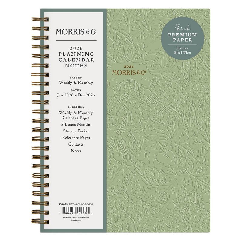 slide 3 of 12, Morris & Co. by Blue Sky 5.875"x8.625" 2026 Weekly/Monthly Wirebound Planner Hardcover Debossed Brer Rabbit Green, 1 ct