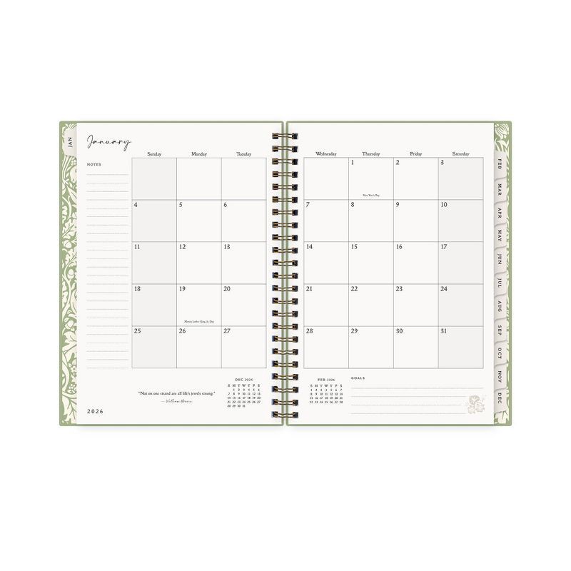 slide 5 of 12, Morris & Co. by Blue Sky 5.875"x8.625" 2026 Weekly/Monthly Wirebound Planner Hardcover Debossed Brer Rabbit Green, 1 ct