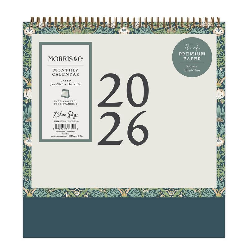 slide 3 of 10, Morris & Co. by Blue Sky 7.5"x6.25" 2026 Monthly Desk Calendar Multi Design, 1 ct