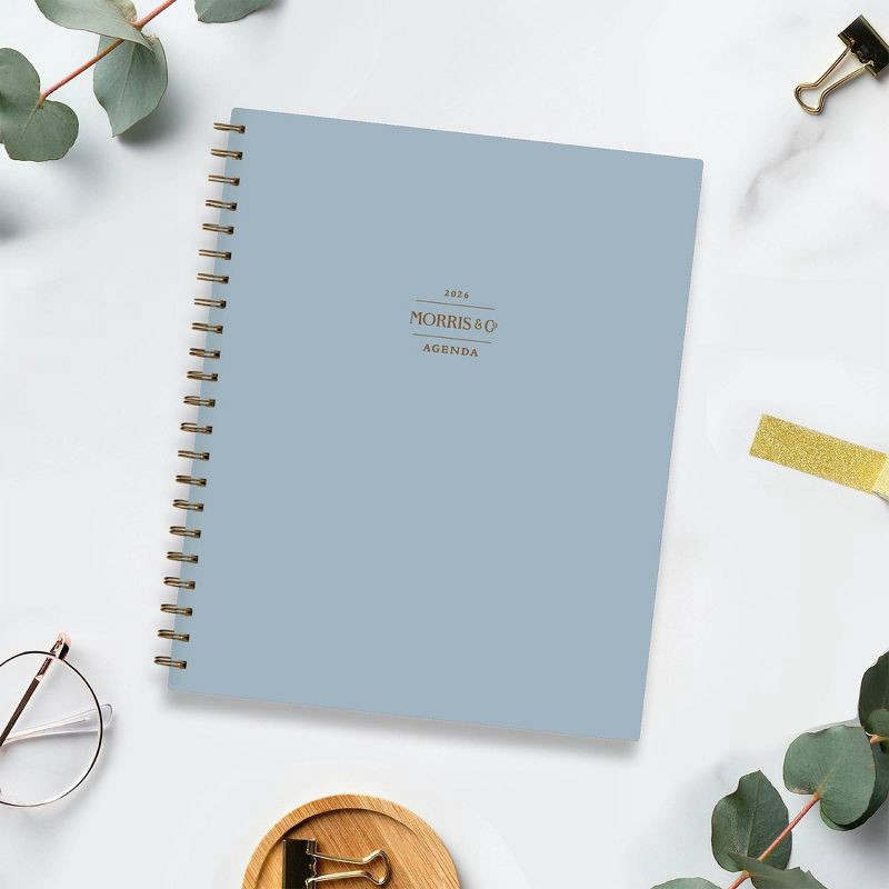 slide 2 of 12, Morris & Co. by Blue Sky 8.5"x11" 2026 Weekly/Monthly Wirebound Planner Hardcover Solid Dearle Blue, 1 ct