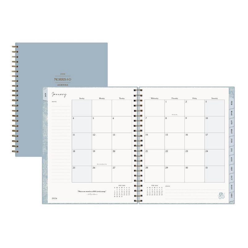 slide 4 of 12, Morris & Co. by Blue Sky 8.5"x11" 2026 Weekly/Monthly Wirebound Planner Hardcover Solid Dearle Blue, 1 ct