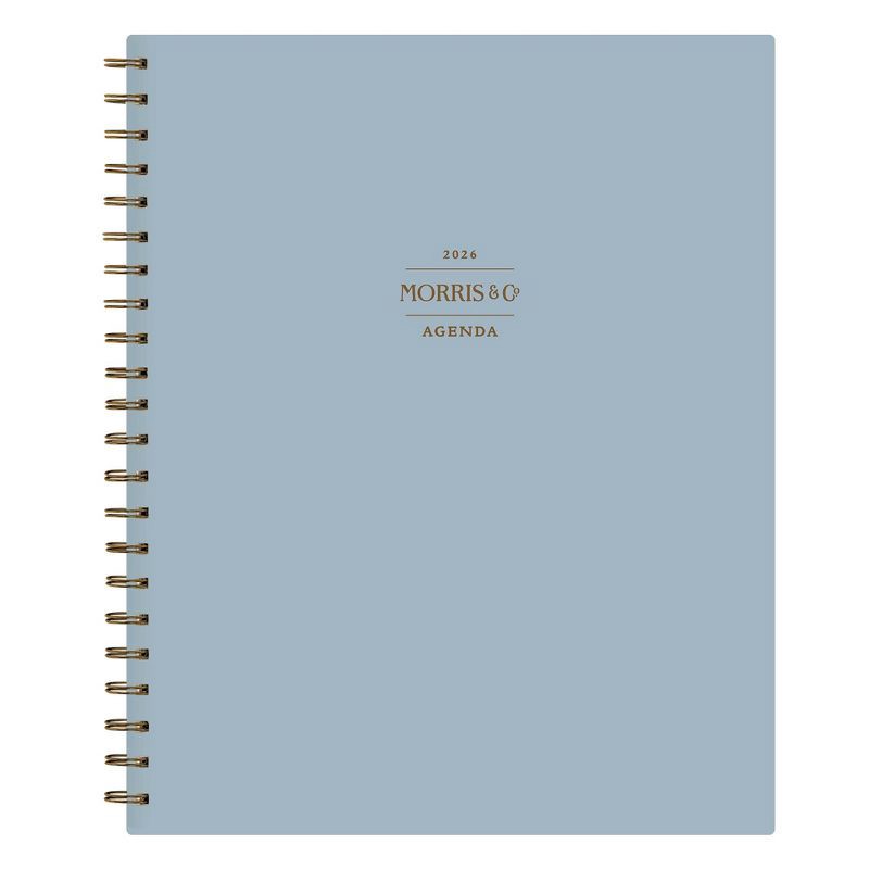 slide 1 of 12, Morris & Co. by Blue Sky 8.5"x11" 2026 Weekly/Monthly Wirebound Planner Hardcover Solid Dearle Blue, 1 ct