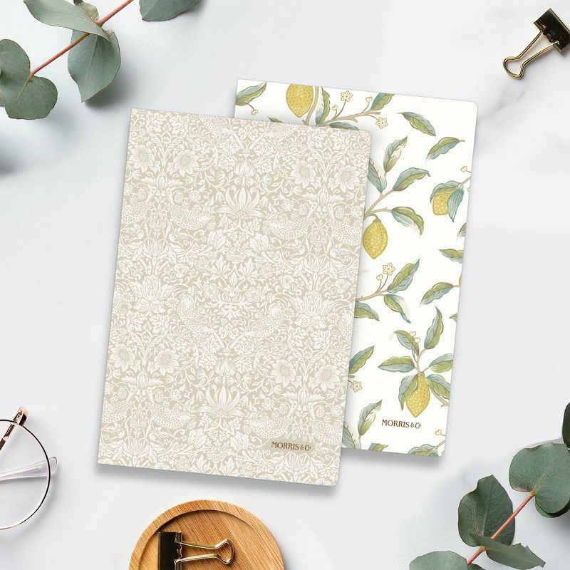 slide 2 of 10, Morris & Co. by Blue Sky 2ct 5.75"x8.5" Bookbound Undated Journal Strawberry Thief and Lemon Tree, 2 ct