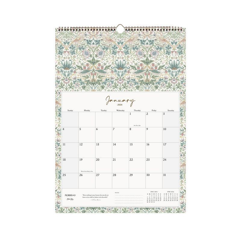 slide 1 of 6, Morris & Co. by Blue Sky 12"x17" 2026 Wirebound Monthly Wall Calendar Multi Design, 1 ct