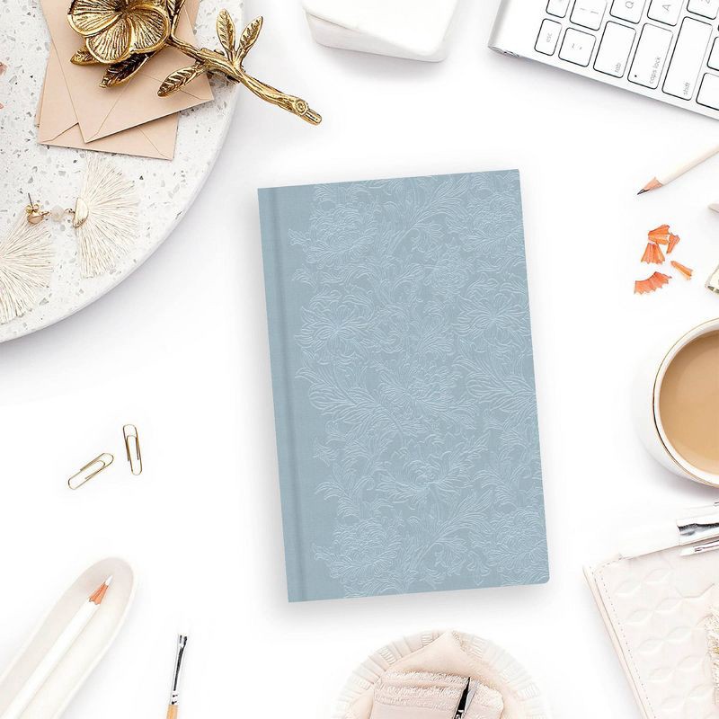 slide 2 of 10, Morris & Co. by Blue Sky 5"x8" 2026 Weekly/Monthly Bookbound Planner Hardcover Debossed Chrysanthemum Blue, 1 ct