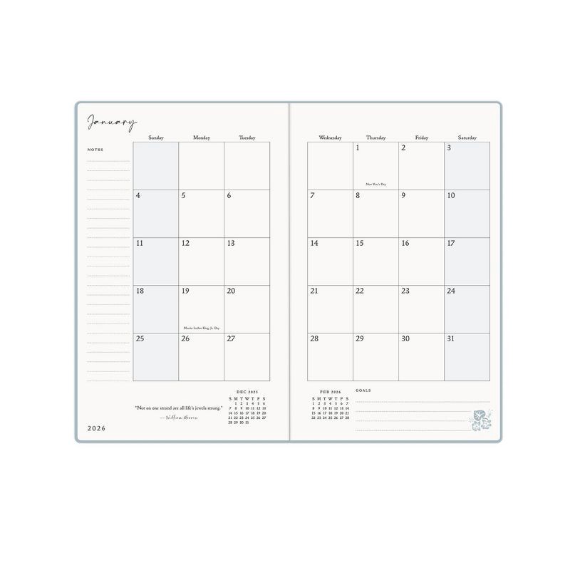 slide 6 of 10, Morris & Co. by Blue Sky 5"x8" 2026 Weekly/Monthly Bookbound Planner Hardcover Debossed Chrysanthemum Blue, 1 ct