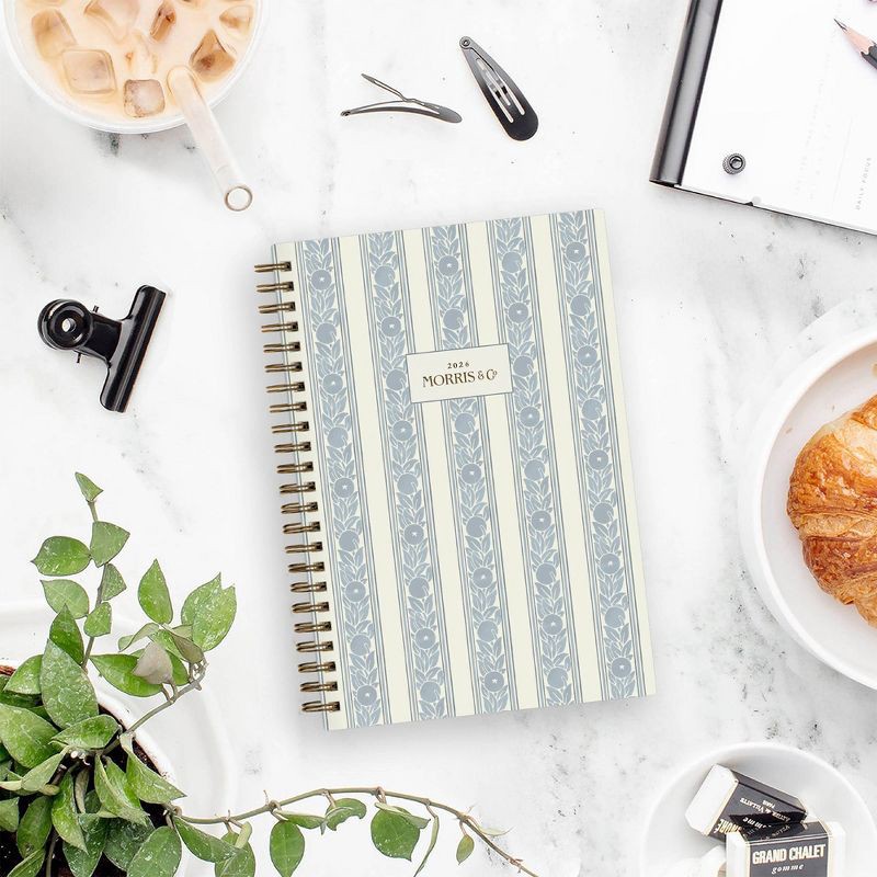 slide 2 of 12, Morris & Co. by Blue Sky 5"x8" 2026 Weekly/Monthly Wirebound Planner Hardcover Fruit Stripe Slate, 1 ct