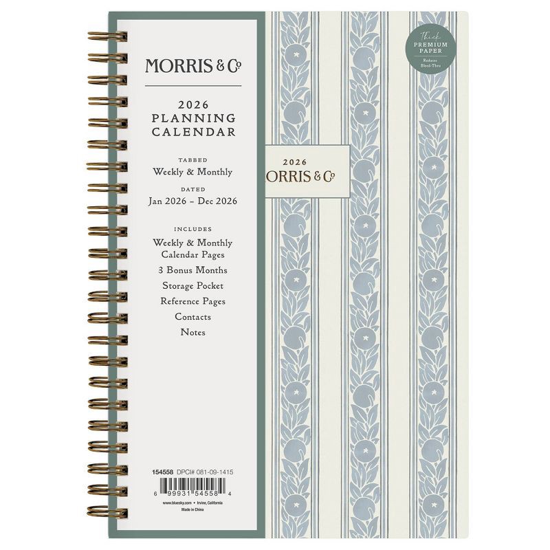 slide 3 of 12, Morris & Co. by Blue Sky 5"x8" 2026 Weekly/Monthly Wirebound Planner Hardcover Fruit Stripe Slate, 1 ct
