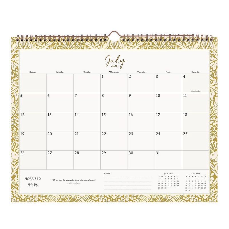 slide 5 of 7, Morris & Co. by Blue Sky 15"x12" 2026 Wirebound Monthly Wall Calendar Multi Design, 1 ct