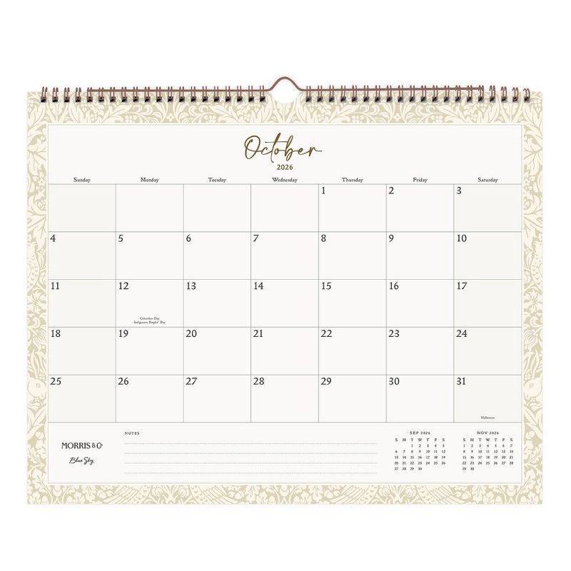 slide 6 of 7, Morris & Co. by Blue Sky 15"x12" 2026 Wirebound Monthly Wall Calendar Multi Design, 1 ct
