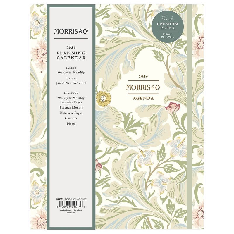 slide 3 of 12, Morris & Co. by Blue Sky 6"x9" 2026 Weekly/Monthly Concealed Wirebound Planner Hardcover Leicester Floral, 1 ct