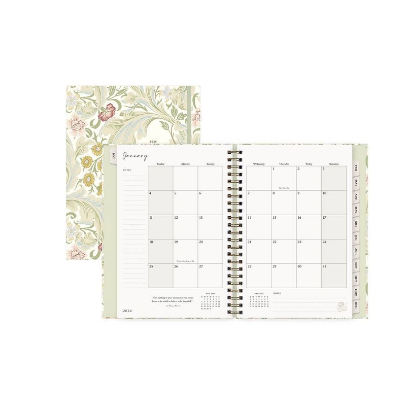 slide 4 of 12, Morris & Co. by Blue Sky 6"x9" 2026 Weekly/Monthly Concealed Wirebound Planner Hardcover Leicester Floral, 1 ct