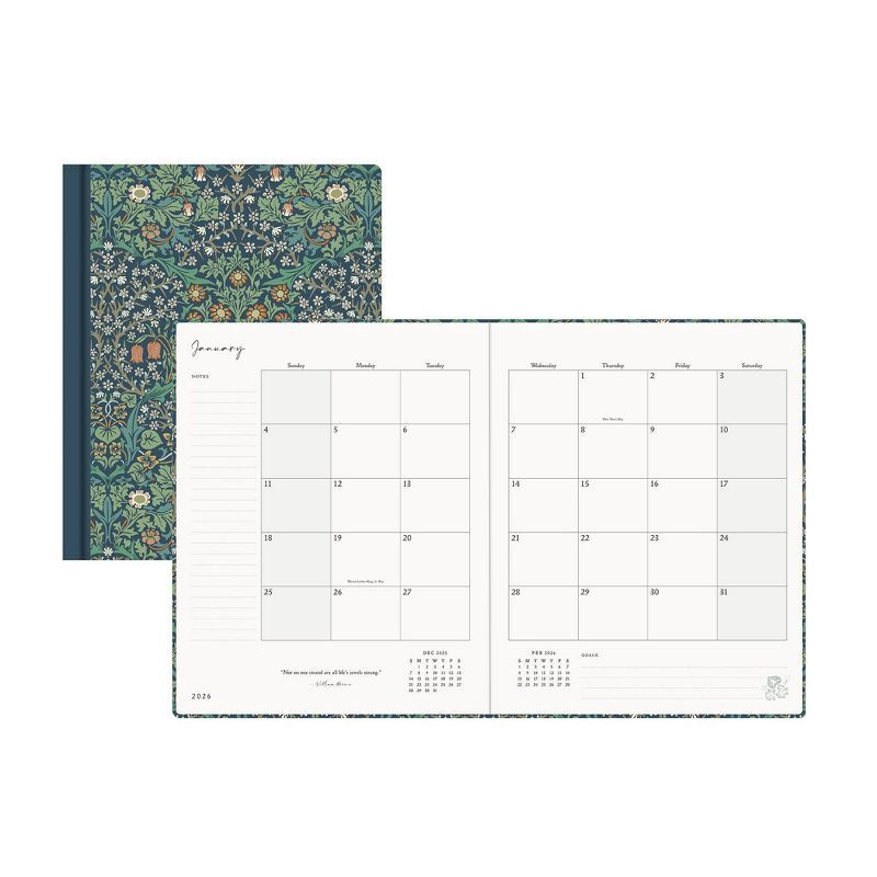 slide 4 of 11, Morris & Co. by Blue Sky 8"x10" 2026 Weekly/Monthly Bookbound Planner Hardcover Blackthorn Floral, 1 ct