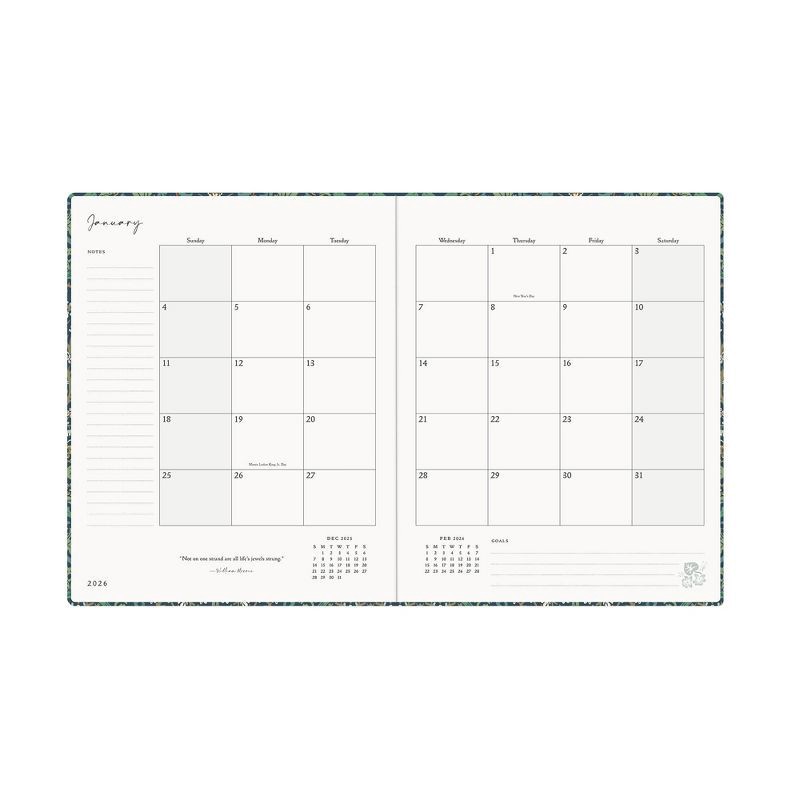 slide 6 of 11, Morris & Co. by Blue Sky 8"x10" 2026 Weekly/Monthly Bookbound Planner Hardcover Blackthorn Floral, 1 ct