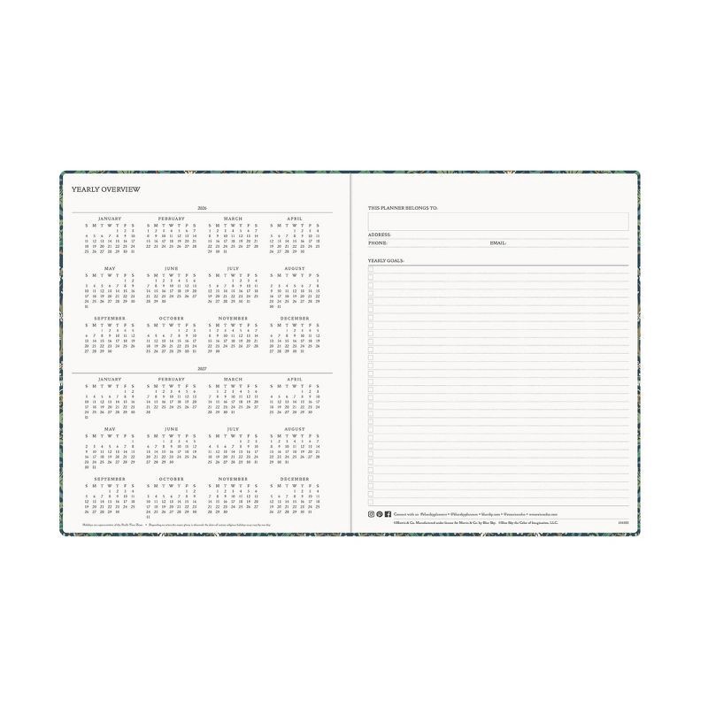 slide 7 of 11, Morris & Co. by Blue Sky 8"x10" 2026 Weekly/Monthly Bookbound Planner Hardcover Blackthorn Floral, 1 ct