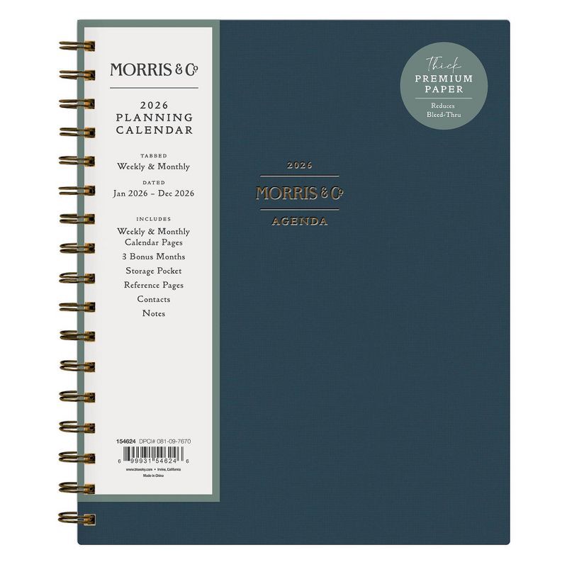 slide 3 of 12, Morris & Co. by Blue Sky 7"x9" 2026 Weekly/Monthly Wirebound Planner Hardcover Inky Fingers Bookcloth, 1 ct