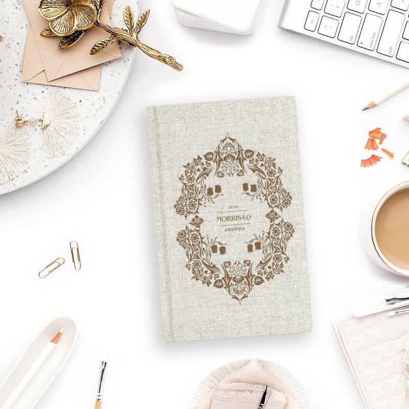 slide 2 of 10, Morris & Co. by Blue Sky 5"x8" 2026 Weekly/Monthly Bookbound Planner Hardcover Blackthorn Natural Linen, 1 ct