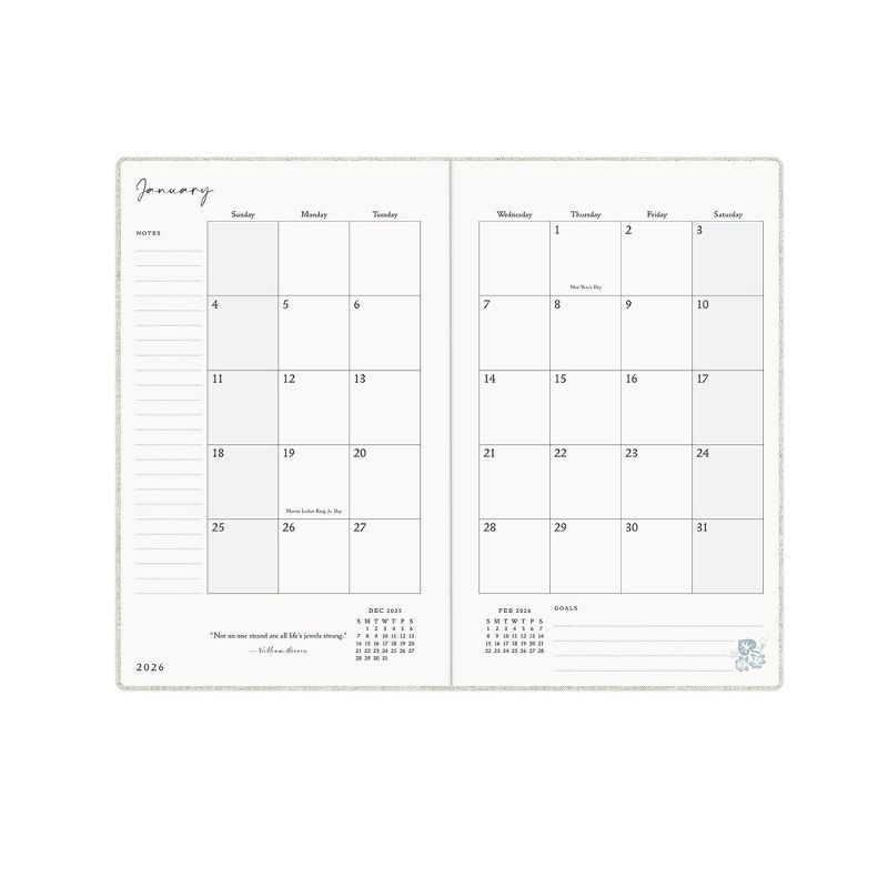 slide 6 of 10, Morris & Co. by Blue Sky 5"x8" 2026 Weekly/Monthly Bookbound Planner Hardcover Blackthorn Natural Linen, 1 ct