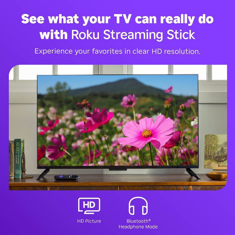 slide 3 of 12, Roku Streaming Stick 2025 HD Roku Streaming Device with Voice Remote: Wi-Fi, HDMI, 1080p, Apple Airplay, 1 ct
