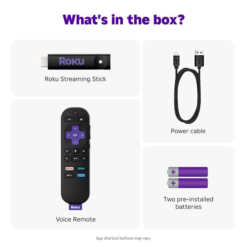 slide 12 of 12, Roku Streaming Stick 2025 HD Roku Streaming Device with Voice Remote: Wi-Fi, HDMI, 1080p, Apple Airplay, 1 ct