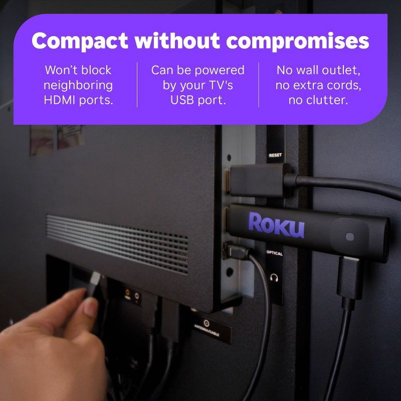 slide 4 of 12, Roku Streaming Stick 2025 HD Roku Streaming Device with Voice Remote: Wi-Fi, HDMI, 1080p, Apple Airplay, 1 ct