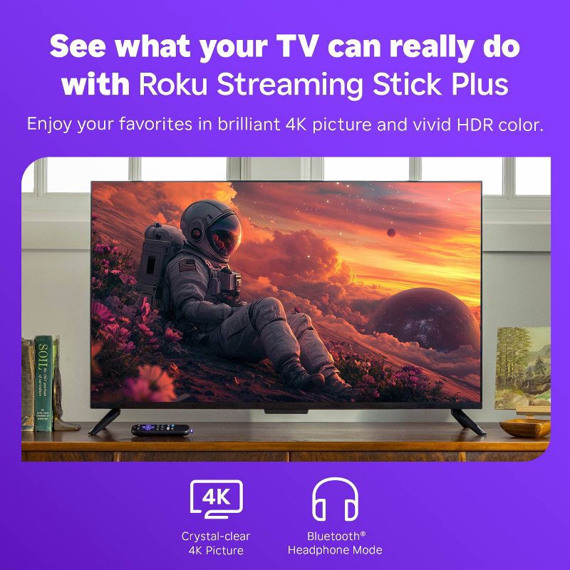 slide 3 of 12, Roku Streaming Stick Plus 2025 4K and HDR Streaming Device with Voice Remote - Free and Live TV Access: Wi-Fi Connectivity, HDMI Compatibility, 1 ct