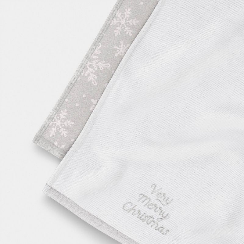 slide 3 of 3, 2pk 'Merry Christmas' and Gray/White Snowflake Christmas Hand Towel Set - Wondershop™, 2 ct