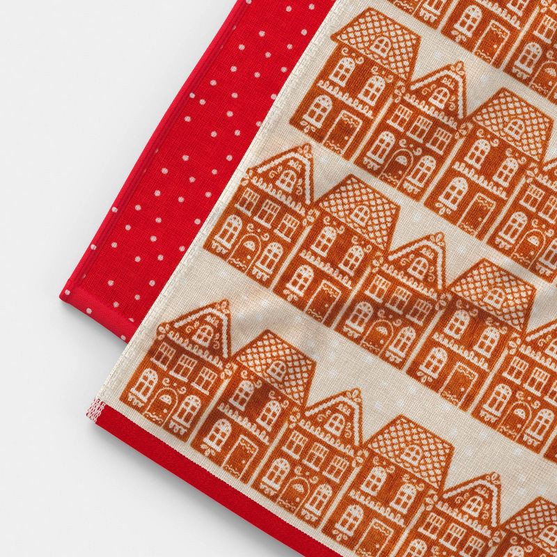 slide 3 of 3, 2pk Gingerbread House and Red/White Dot Christmas Hand Towel Set - Wondershop™, 2 ct