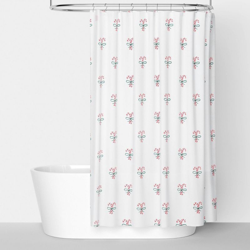 slide 1 of 4, 72"x72" Candy Cane Christmas Shower Curtain - Wondershop™, 1 ct