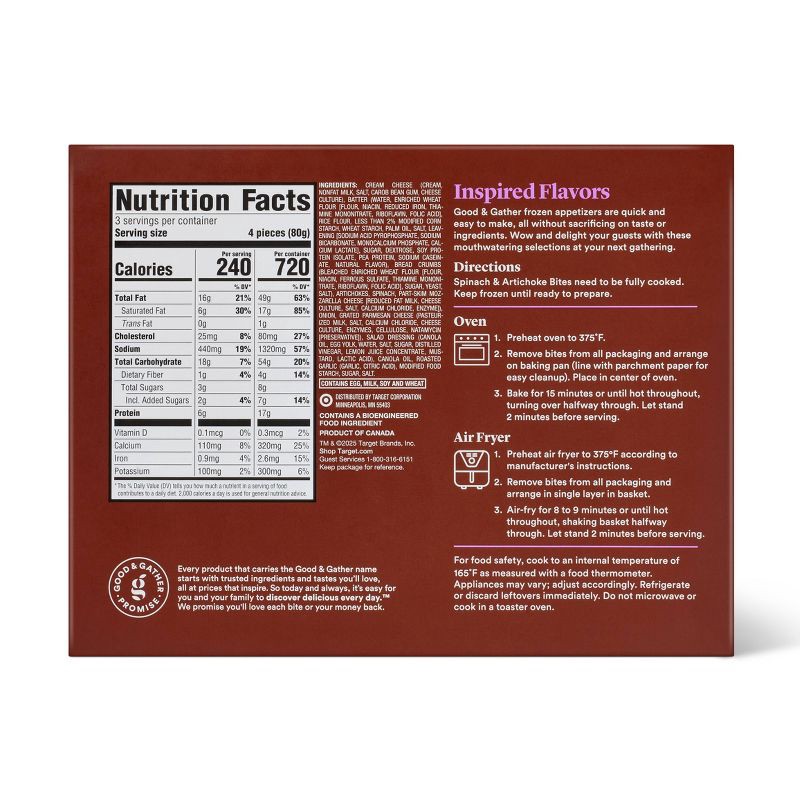 slide 2 of 4, Frozen Spinach And Artichoke Bites - 8.46oz - Good & Gather™, 8.46 oz